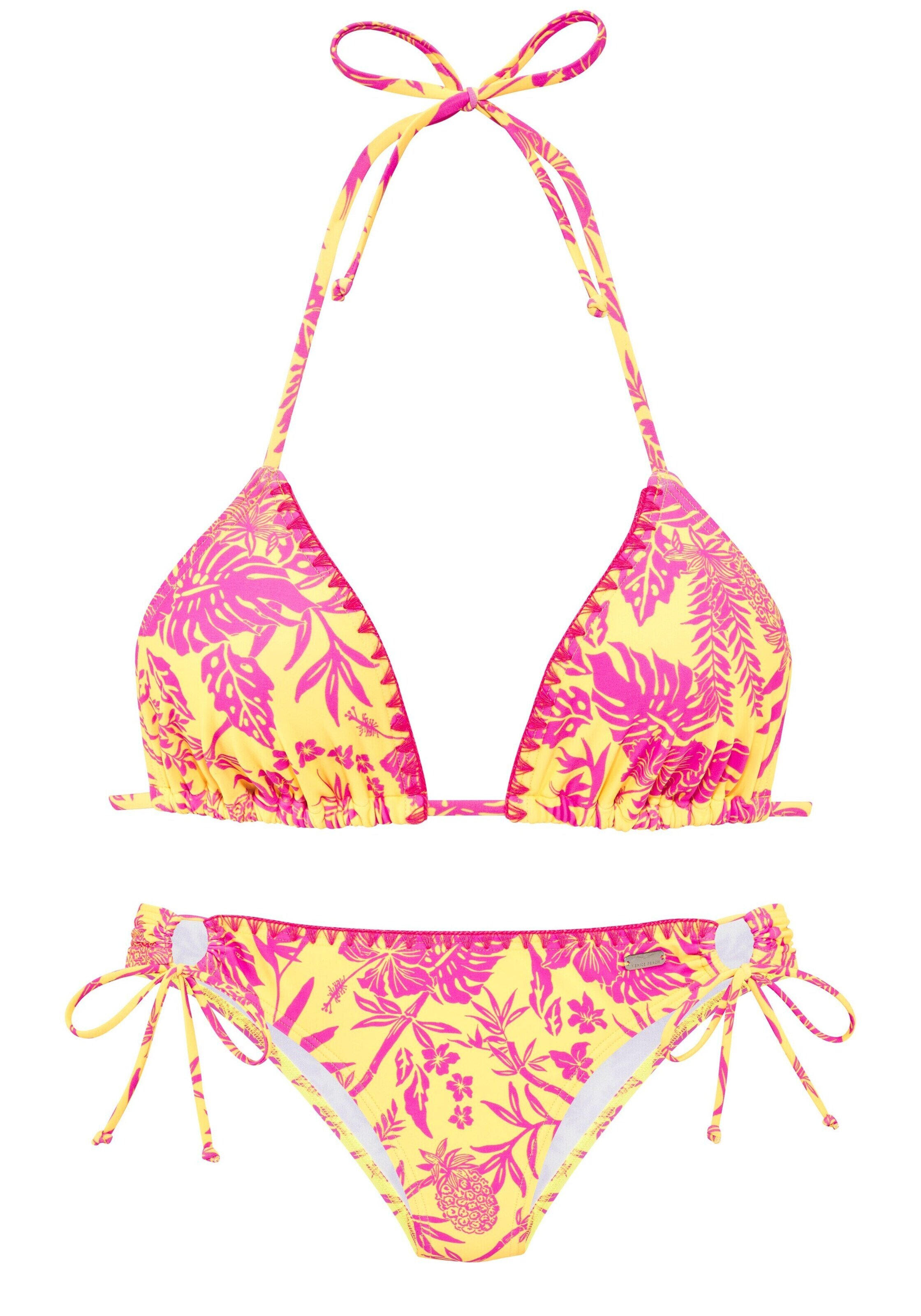 VENICE BEACH Trojúhelníková Bikiny – žlutá: přední strana