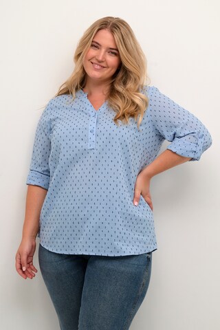 KAFFE CURVE Blouse 'Solo' in Blauw: voorkant