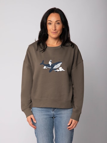Felpa ' Spacewhale ' di Watapparel in marrone: frontale