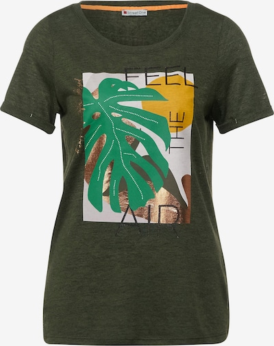 Marškinėliai iš STREET ONE, spalva – ruda / tamsiai žalia / oranžinė / balta, Prekių apžvalga