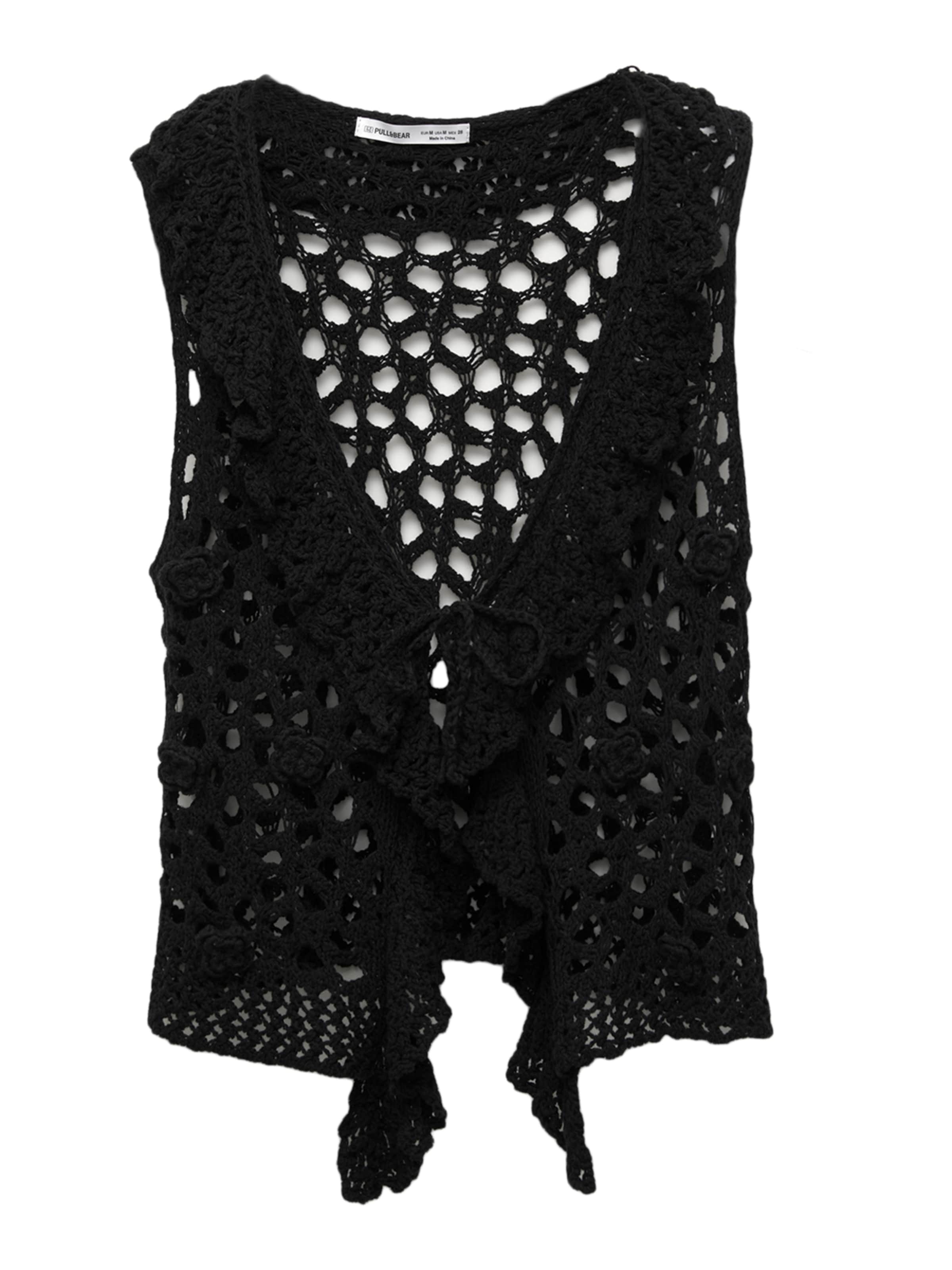Pull&Bear Stickad väst i svart: framsida