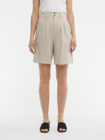 OBJECT Loose fit Pleat-Front Pants 'Solima' in Beige: front