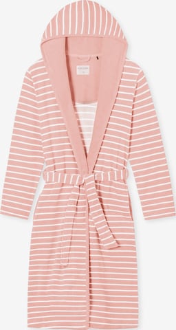 SCHIESSER Badjas lang  ' Feather Terry ' in Roze: voorkant