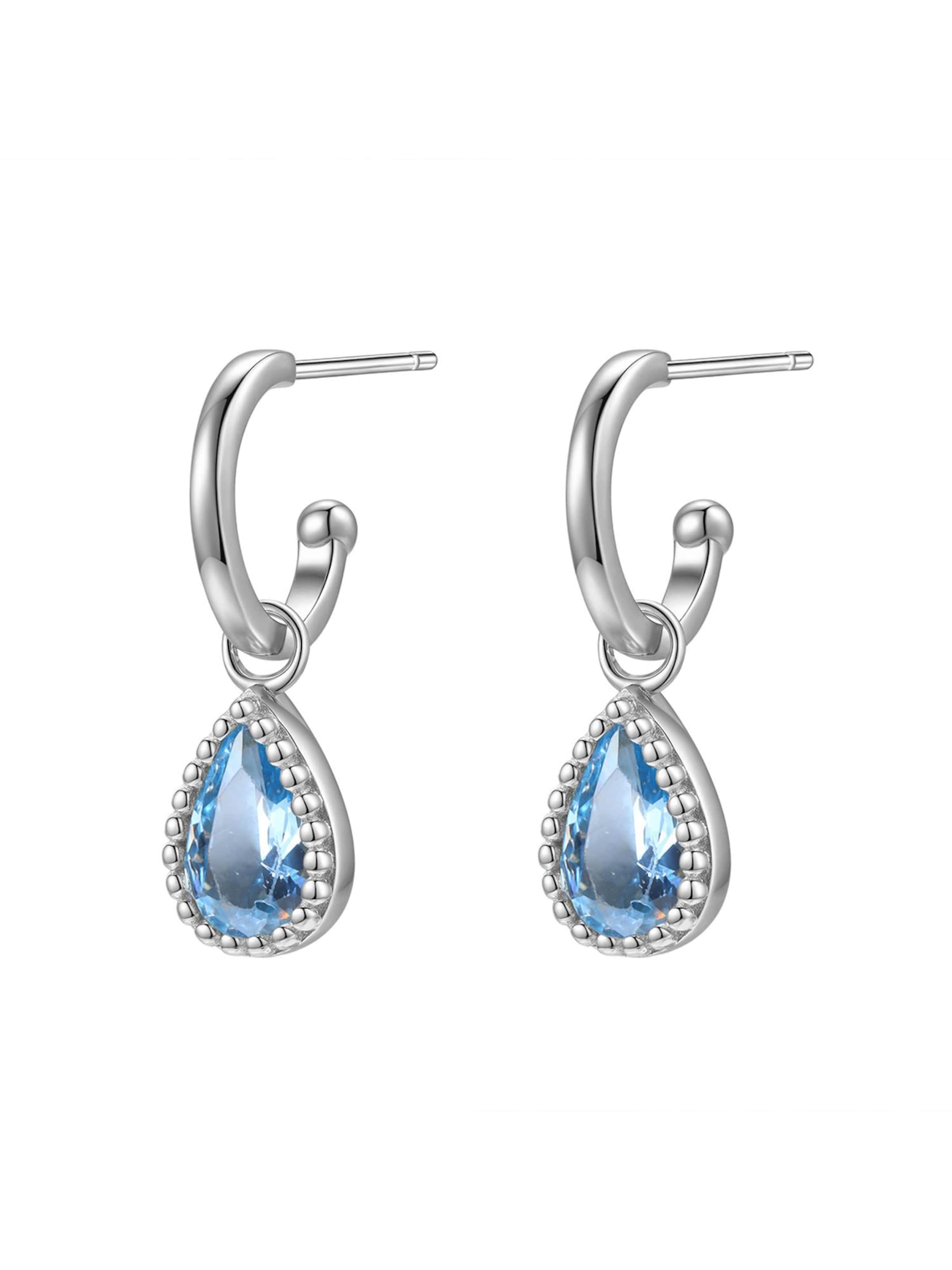 Boucles d'oreilles 'December Birthstone' Hey Happiness en argent : devant