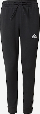 Effilé Pantalon de sport 'Essentials Fleece 3-Stripes -Fit' ADIDAS SPORTSWEAR en noir : devant