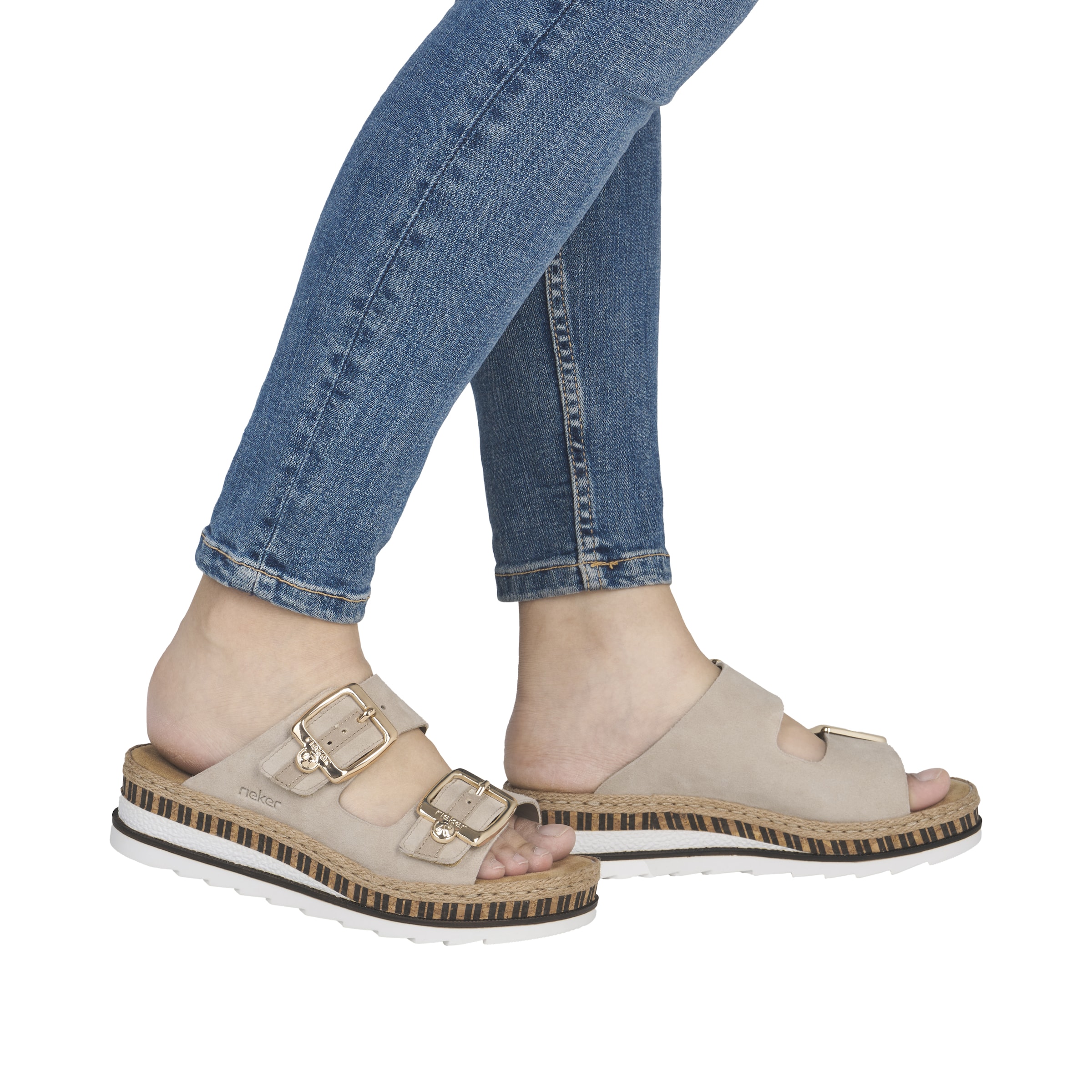 Mule 'V7955' Rieker en beige : devant