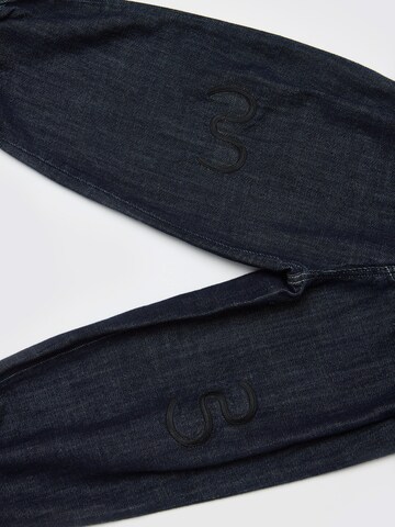Maru + Bo Wide leg Jeans 'EMBROIDERED BALLOON' in Blue