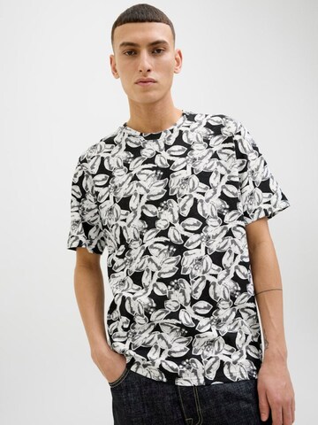 JACK & JONES Shirt 'JORSPLIT AOP TEE' in Zwart