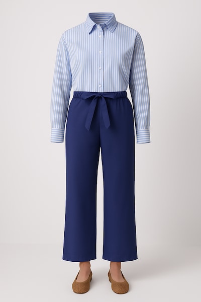 Touche Prive Pantalon en marine, Vue avec produit