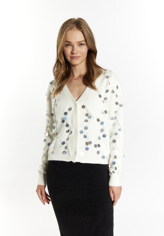 IZIA Knit cardigan in White: front