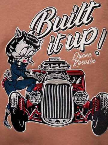 Queen Kerosin Sweatjacke 'Built it up!' in Braun