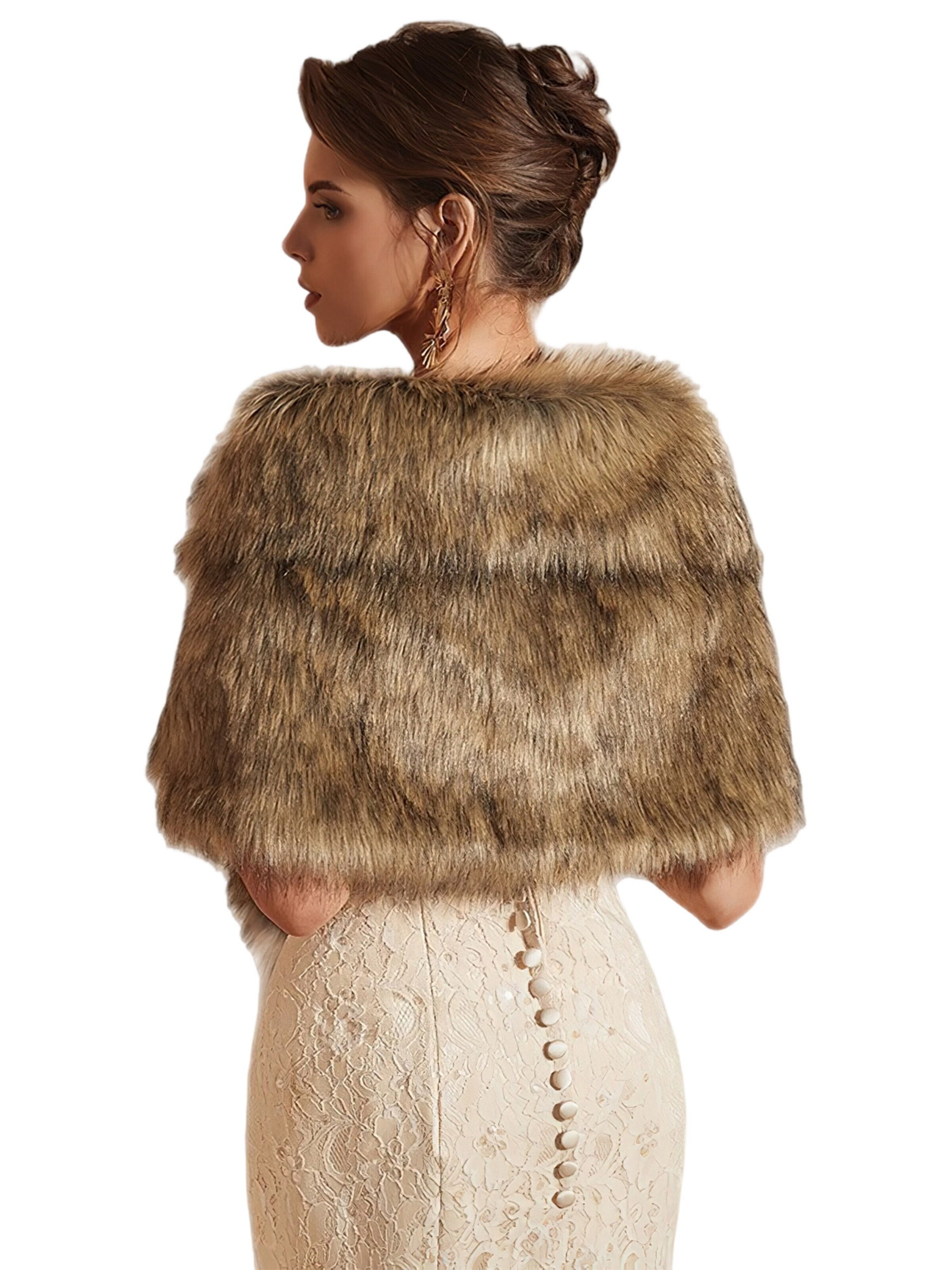 Magicshe Wrap 'Winter Dicker Kunstfell Stola' in Beige
