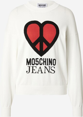 Moschino Jeans Sweater in White: front