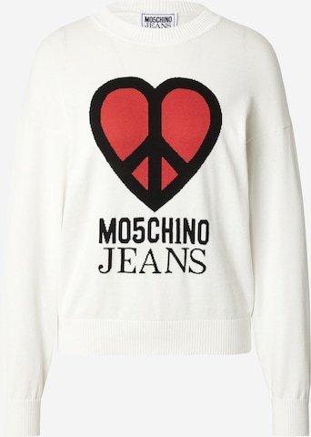 Moschino Jeans Trui in Wit: voorkant