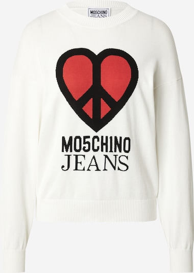 Moschino Jeans Pullover in rot / schwarz / weiß, Produktansicht