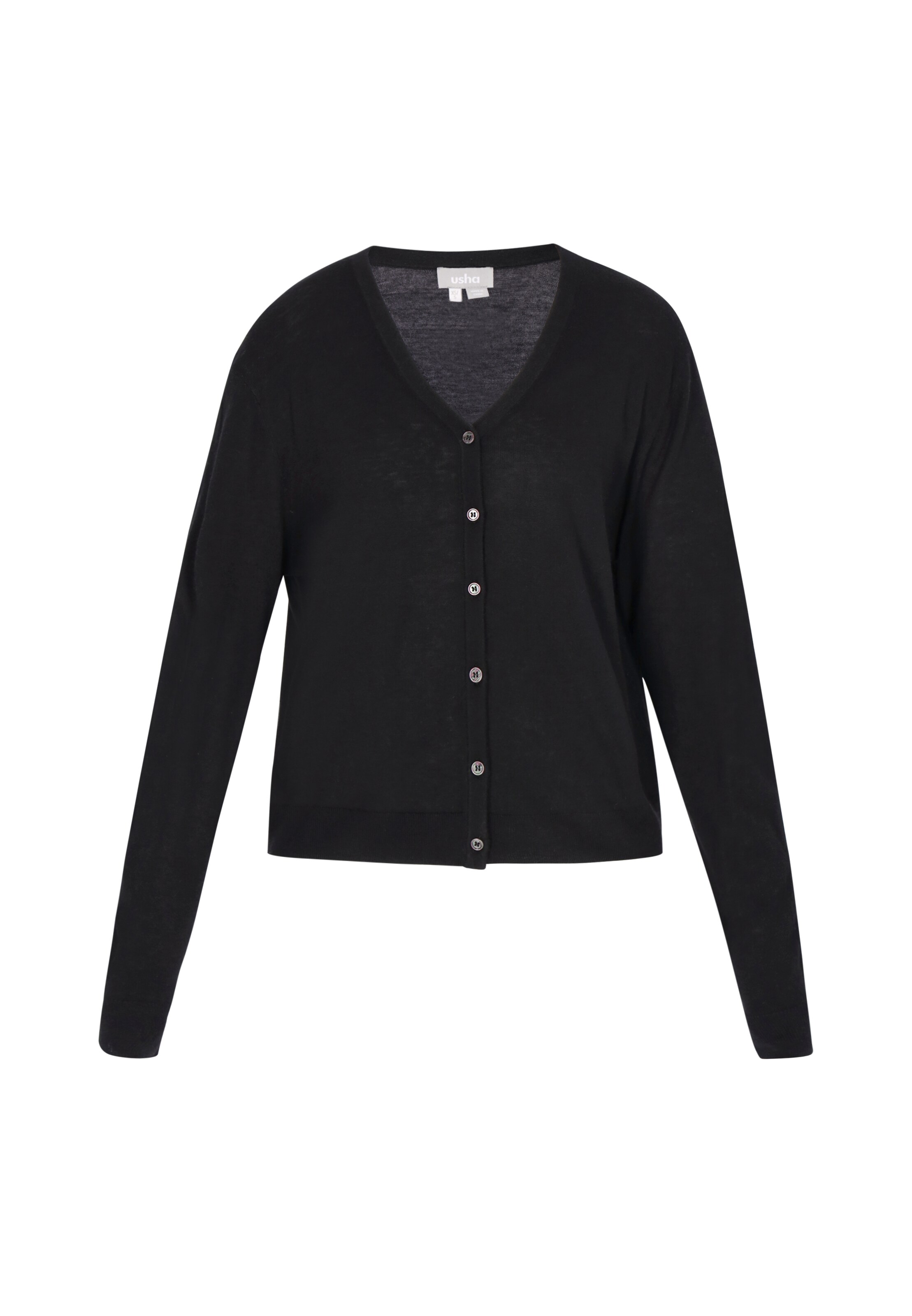 Usha Strickjacke 'Casual' in Schwarz: Vorderseite