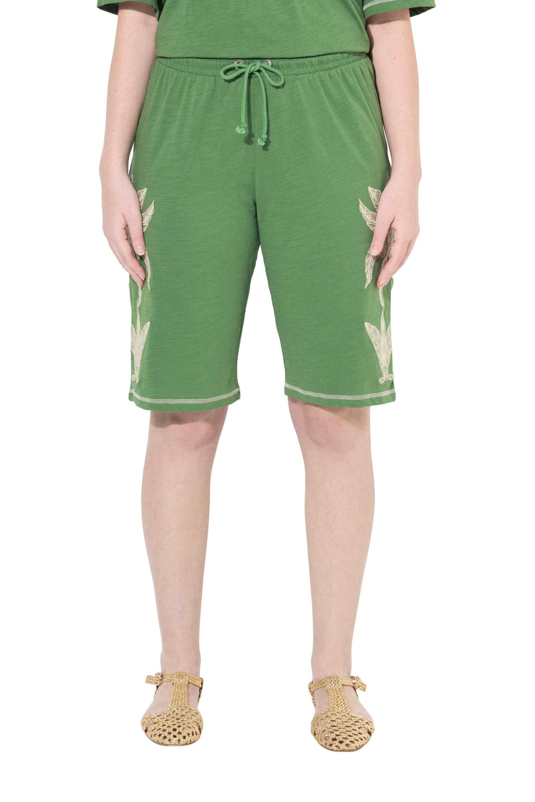 Ulla Popken Regular Trousers in Green: front