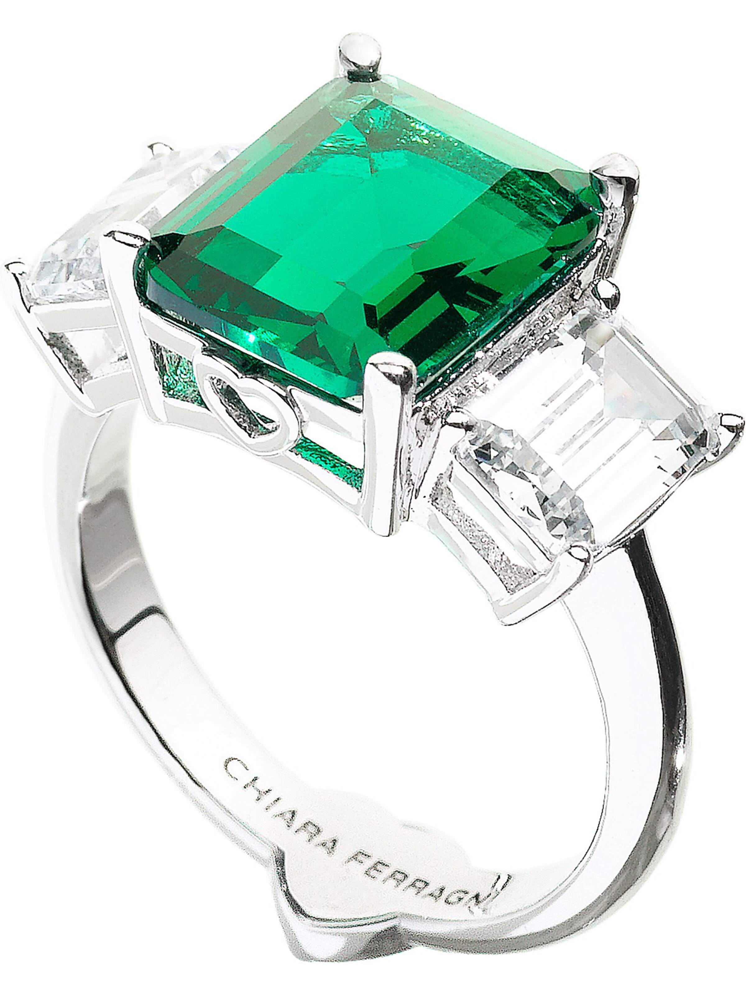 Chiara Ferragni Ring 'Emerald' in Silver: front