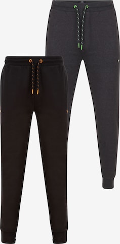 Threadbare Tapered Sweathose 'Trifoliate' in Schwarz: Vorderseite