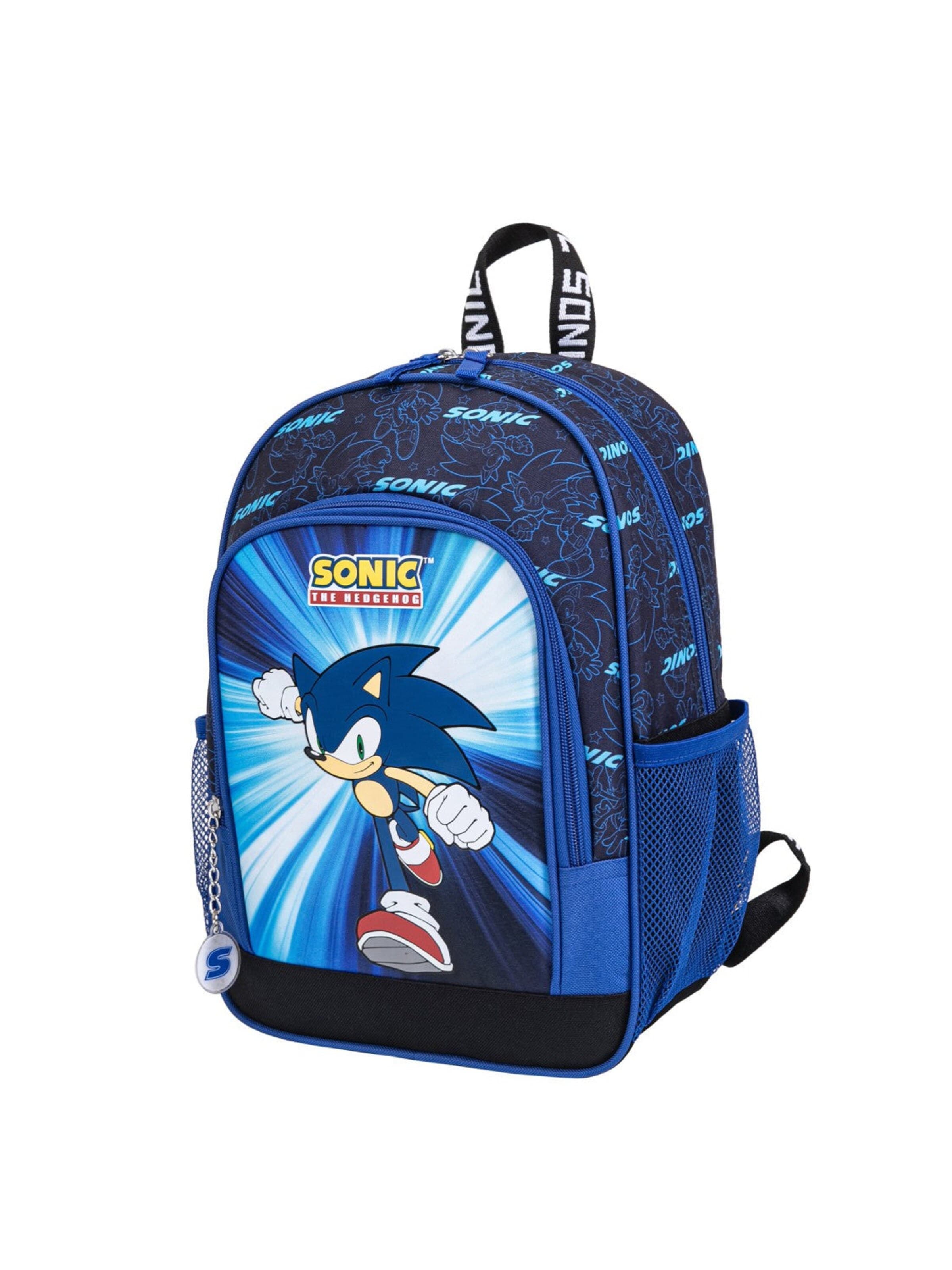 Sonic the Hedgehog Rugzak 'Sonic the Hedgehog Rugzak Kinderen – Blauw Zwart – Schooltas Jongens – 37cm Hoog' in Blauw