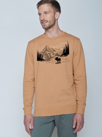 GREENBOMB Sweatshirt 'Nature Moose Mountain' in Brown: front