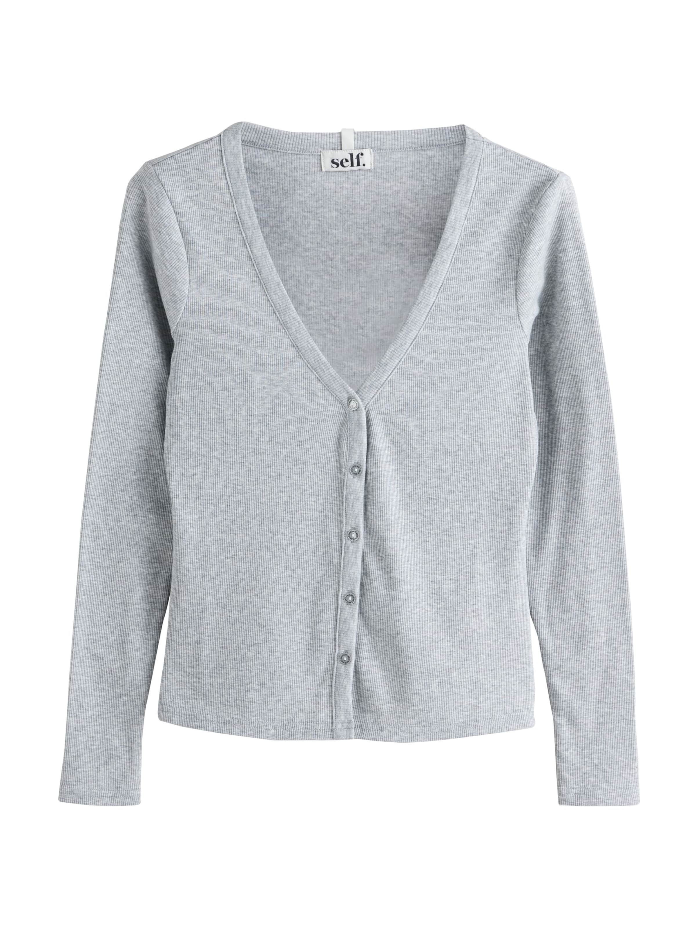 self. Knit Cardigan in Grey: front