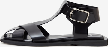 CESARE GASPARI Strap Sandals in Black: front