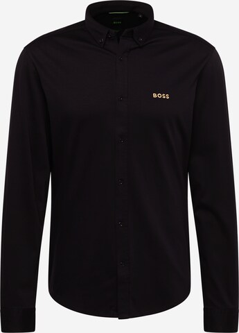 Coupe slim Chemise 'BIADO' BOSS en noir : devant