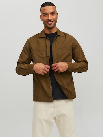 JACK & JONES Regular fit Button Up Shirt 'Pete' in Green: front