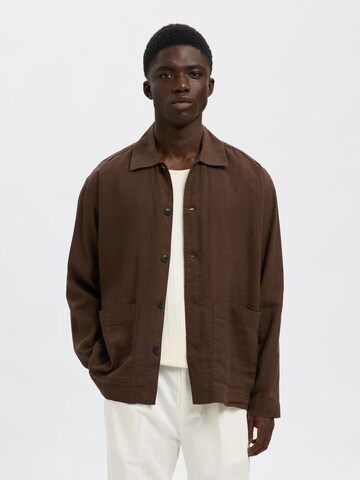 SELECTED Tussenjas in Bruin: voorkant
