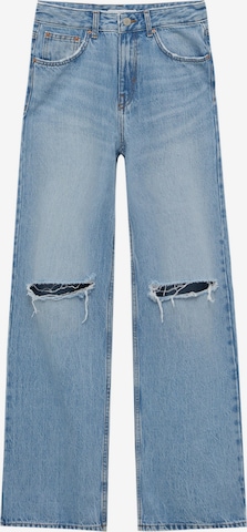 Pull&Bear Wide leg Jeans in Blue: front