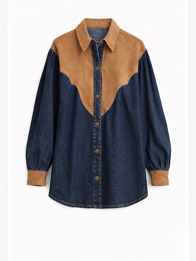 IT'S BASIC Oversized shirt in de kleur Blauw denim, Productweergave