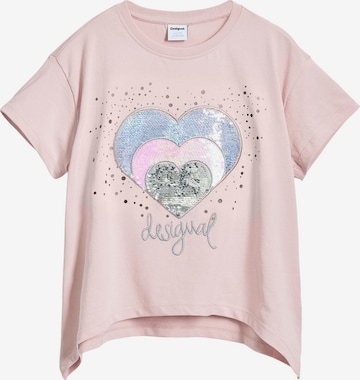 T-Shirt 'Heart strass' Desigual en rose : devant