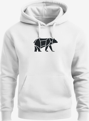 Neverless Sweatshirt 'Bär Lineart Polygon' in Weiß: Vorderseite