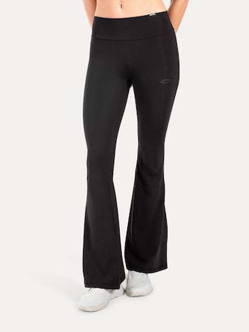 Smilodox Slimfit Schlagleggings in Schwarz: Vorderseite