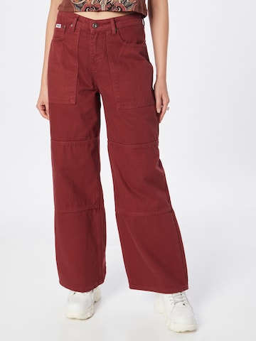 The Ragged Priest Wide leg Jeans in Red: front