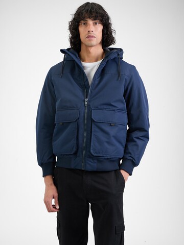 JACK & JONES Zimní bunda 'JJCONSTRUCT' – modrá: přední strana