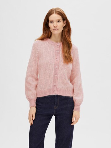 SELECTED FEMME Knit Cardigan in Pink: front
