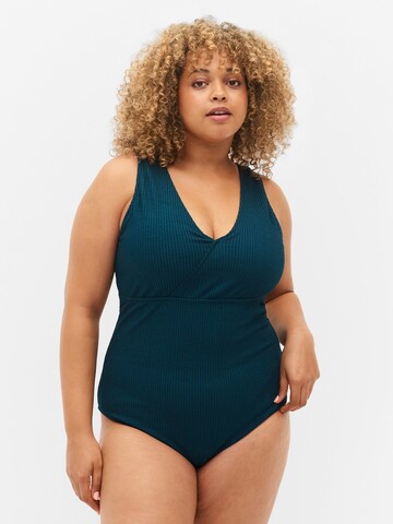 Swim by Zizzi Bustier Strój kąpielowy 'DREAM' w kolorze zielony: przód