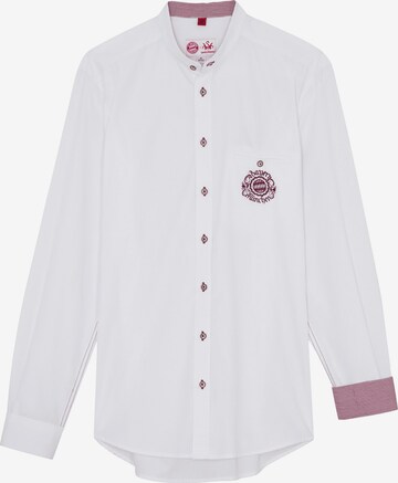 FC BAYERN MÜNCHEN Regular fit Traditional Button Up Shirt in White: front