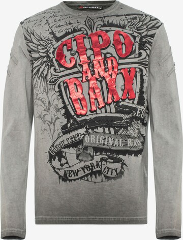 CIPO & BAXX Langarmshirt in Grau: predná strana