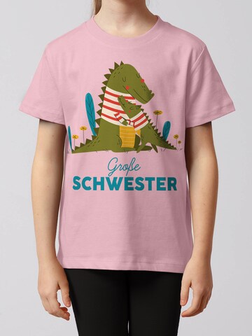 T-Shirt 'Krokodil Große Schwester' watabout.kids en rose