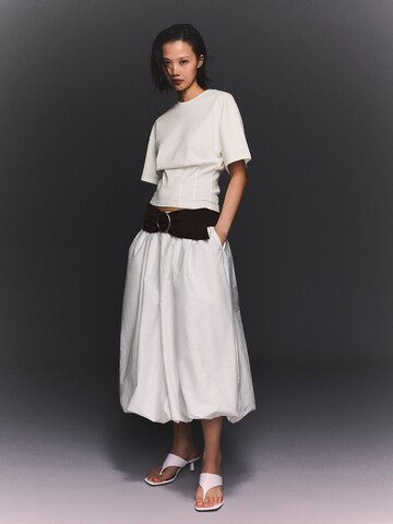 Bershka Póló 'Efecto Corse' - fehér