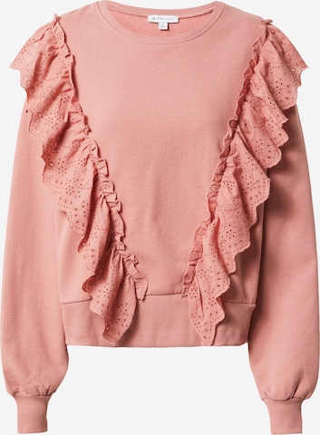 Warehouse Sweatshirt 'Broderie Frill' i rosa: framsida