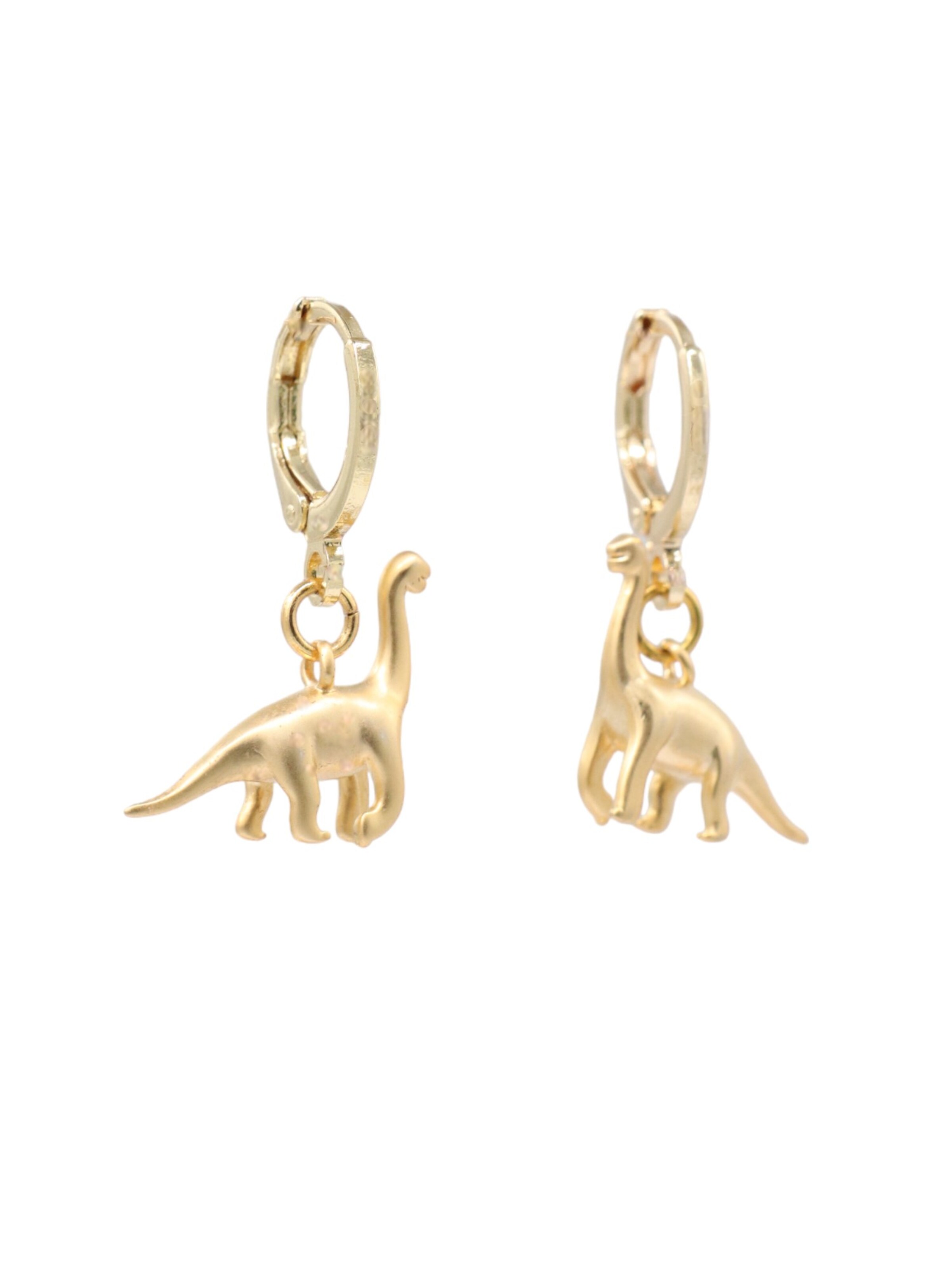 Boucles d'oreilles 'Brachiosaurus' Fräulein Wunder en or : devant