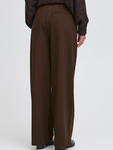 ICHI Wide leg Bandplooibroek 'Kate' in Bruin
