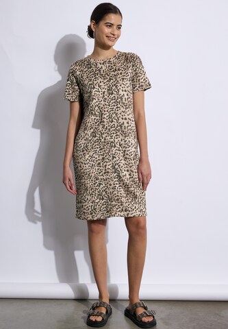 Street One Studio Velours-Kleid mit Leo-Print in Braun: Vorderseite