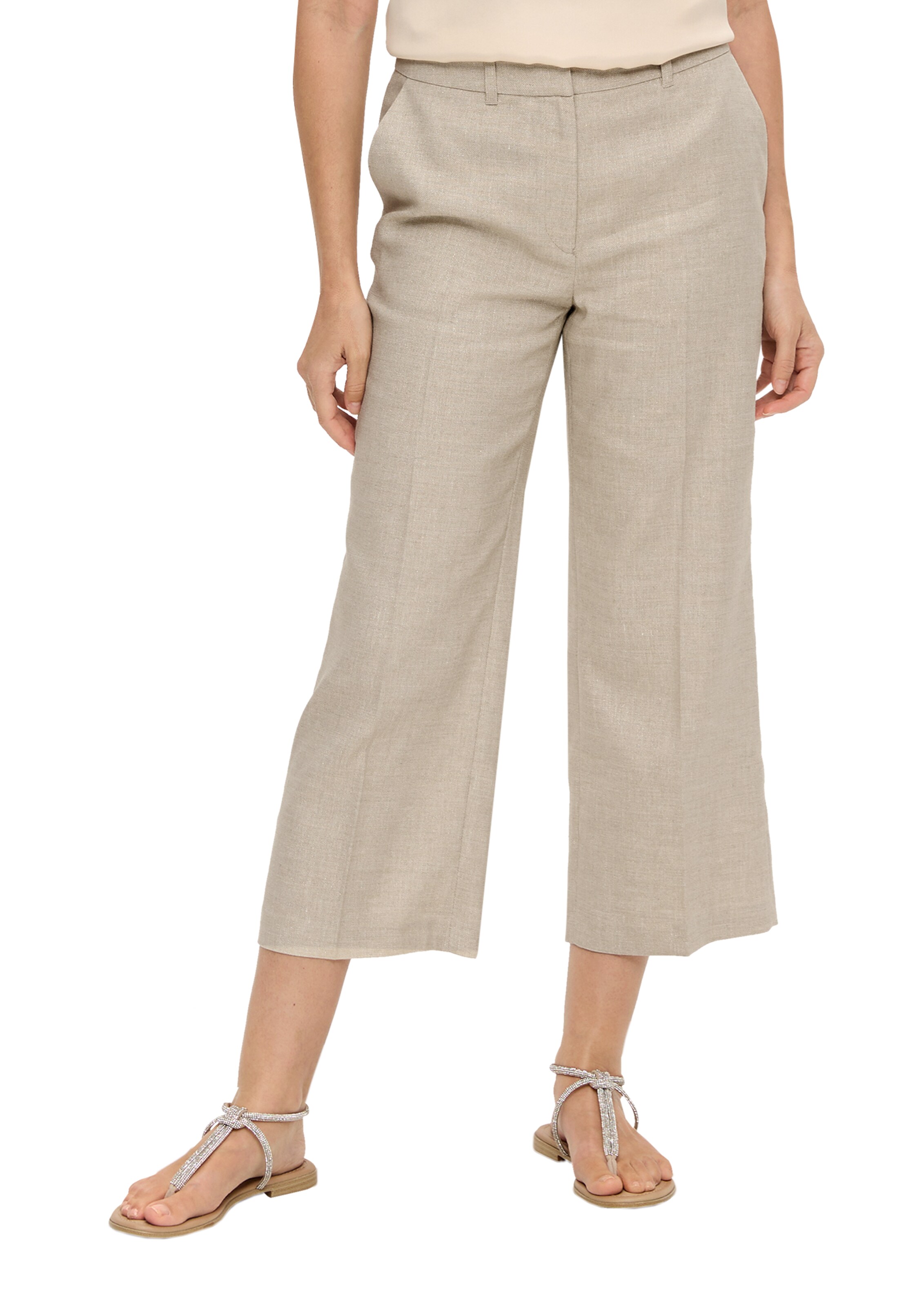 s.Oliver BLACK LABEL Wide Leg Hose in Beige: Vorderseite