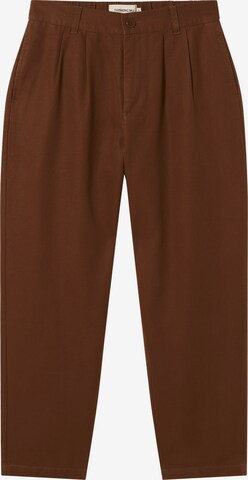 Thinking MU Loose fit Pleat-Front Pants ' Hemp Rina' in Brown: front