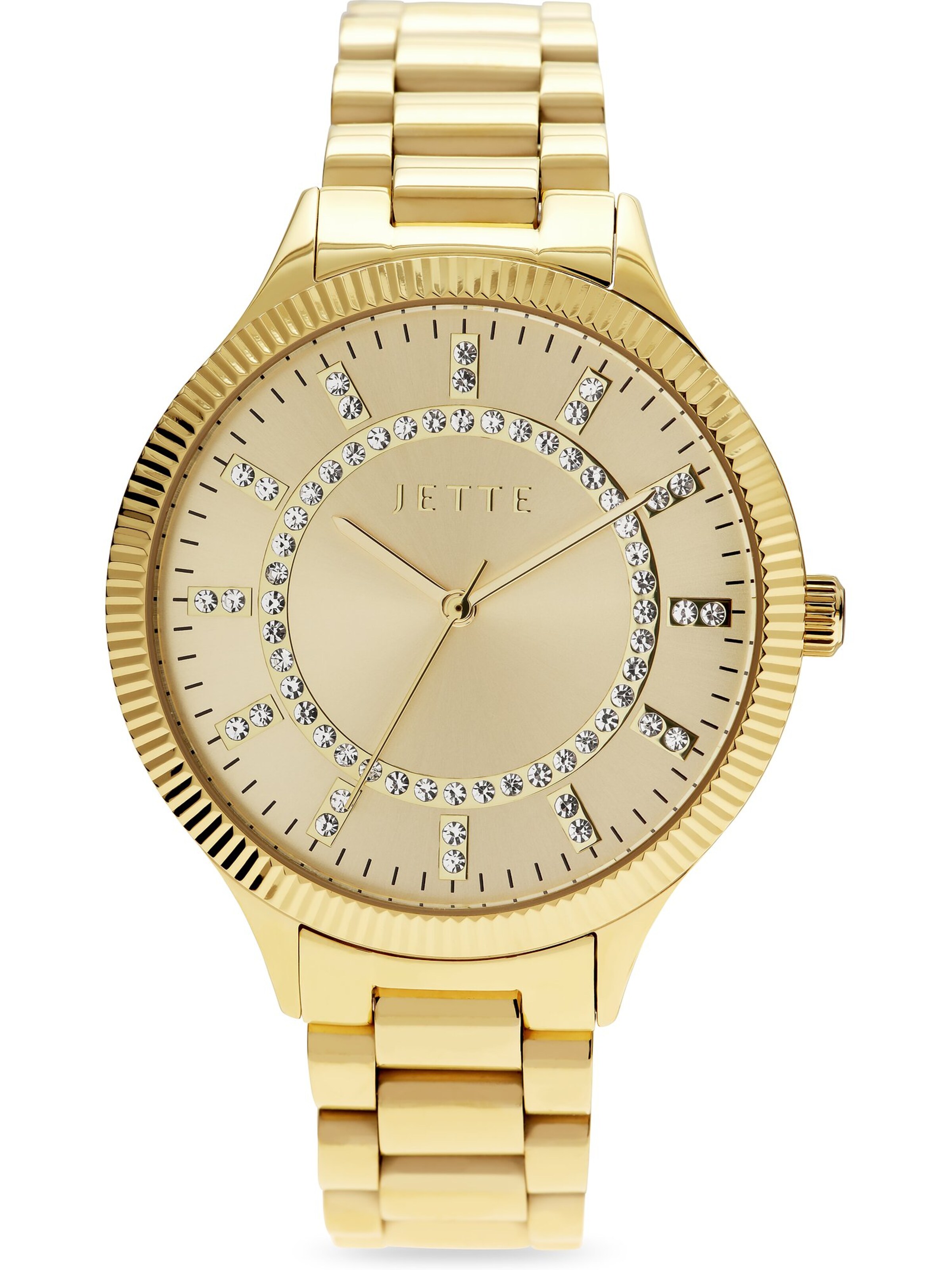 JETTE Analoguhr in Gold: Vorderseite